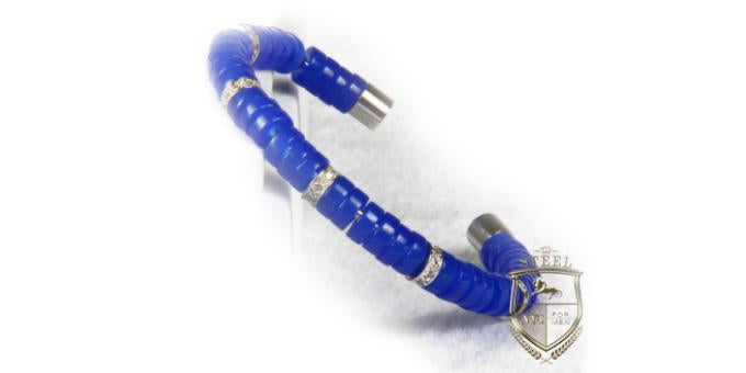 Blue & Silver Diamond Stoppers Cuff