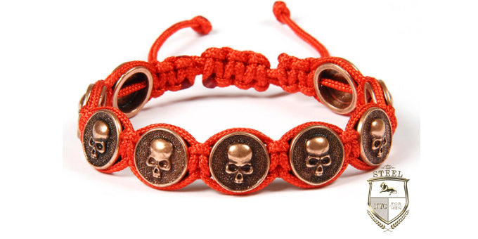 Braided Multi Skulls Red Bracelet