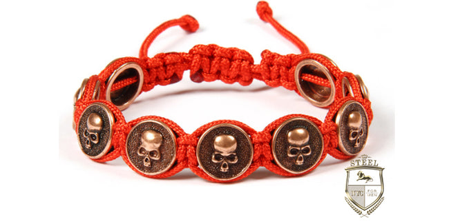 Braided Multi Skulls Red Bracelet