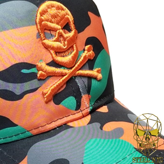 Gorra Calavera Danger Skull Camo Naranja