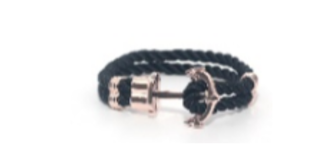 Double Black Rope Rose Gold Anchor