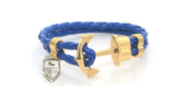 Double Blue Leather Gold Anchor