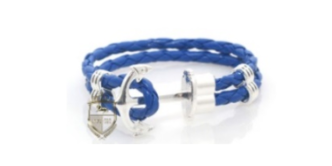Double Blue Leather Silver Anchor