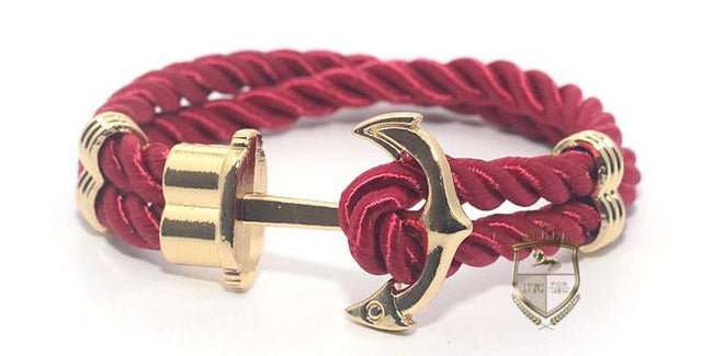 Double Red Rope Gold Anchor