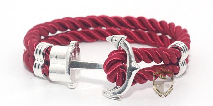 Double Red Rope Silver Anchor