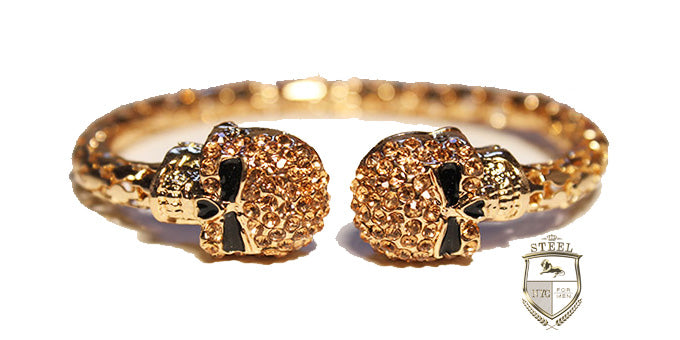 24k Gold Plated Double Skull Gold Diamonds