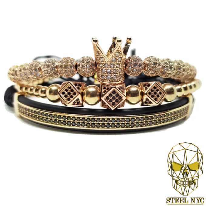 Black Gold Crown Stack ( Triple Set Corona Oro )