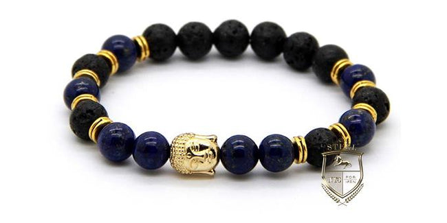 Lapiz Lazuli & Lava Gold Buddha