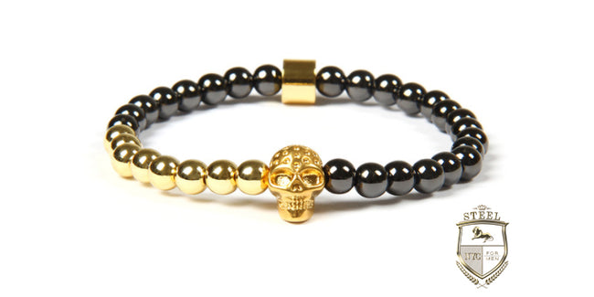 Multi Color Micro Beads Gold Skull