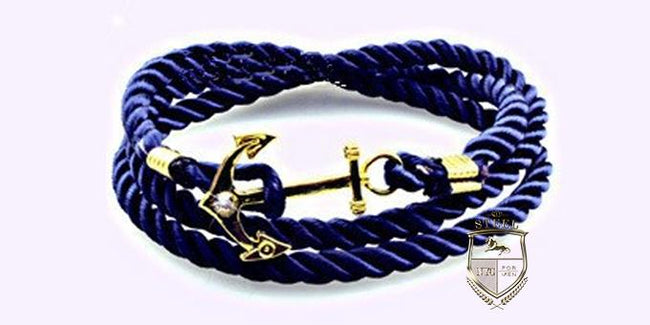 Navy Blue Rope Gold Anchor
