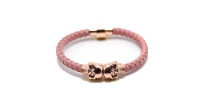 Pink Double Skull Rose Gold