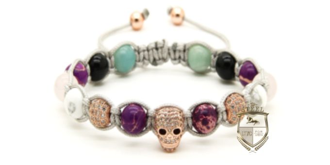 Purple Sediment Diamond Skull Bracelet