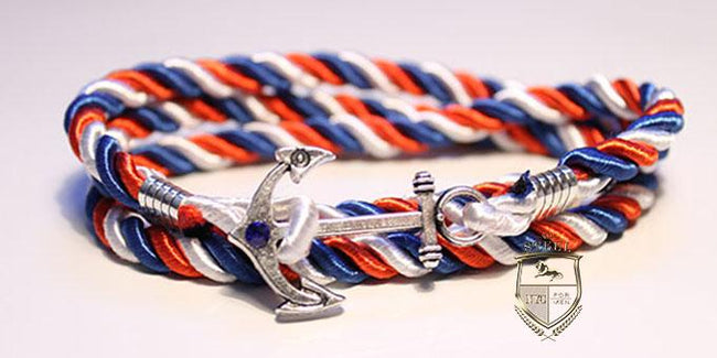 Red, White, Blue Rope Silver Anchor