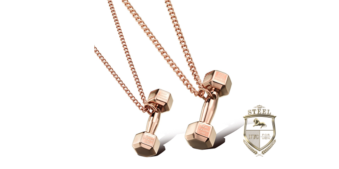 Rose Gold Dumbbell Necklace