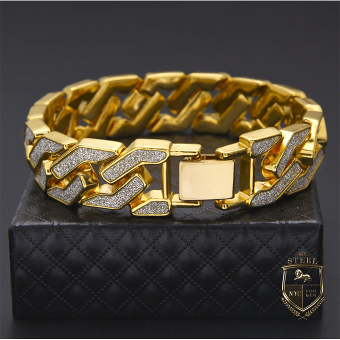 Royal Gold Plated Cristal Blasted Link Bracelet