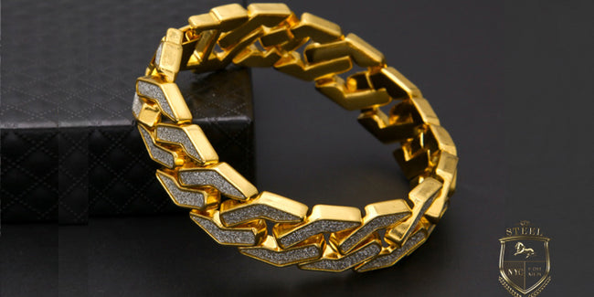 Royal Gold Plated Cristal Blasted Link Bracelet