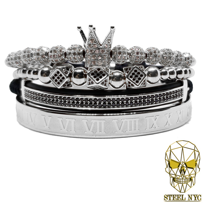 Supreme Black Silver Crown Stack ( Triple Set Corona Plata )