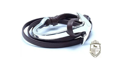 Double Black Leather Silver Anchor