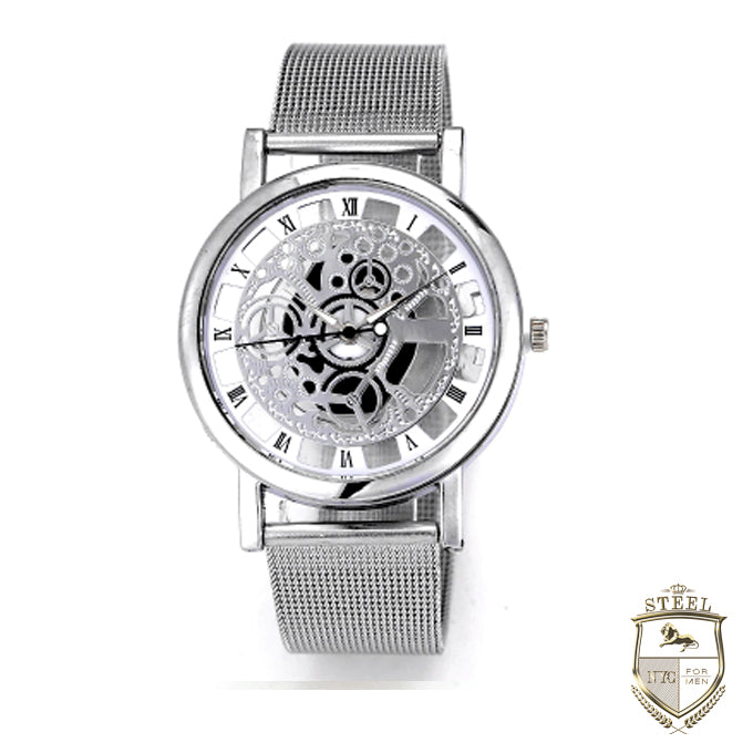Reloj Steel Luxury Skeleton Plata