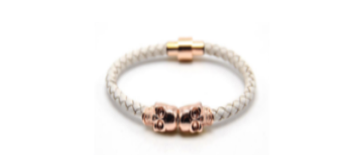 White Double Skull Rose Gold