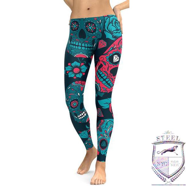 Leggings Calavera Deportivos Aqua