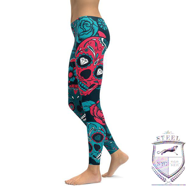 Leggings Calavera Deportivos Aqua