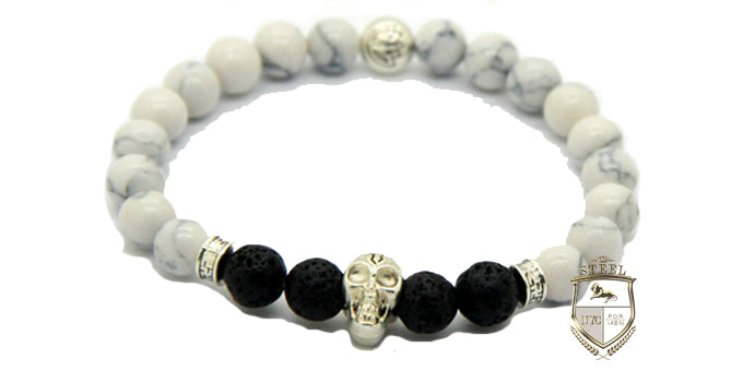 White & Black Silver Skull