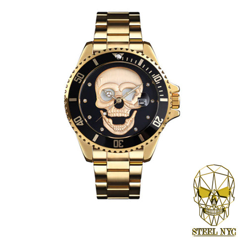 Reloj Calavera Premium Skull Gold Mecanico