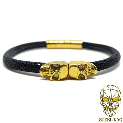 Black Python Leather Gold Plated Nail
