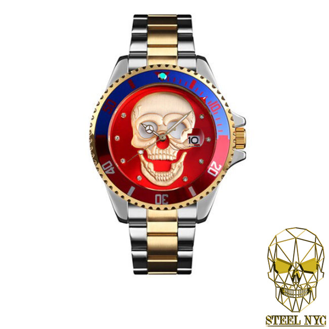 Reloj Calavera Lux Skull Red Blue